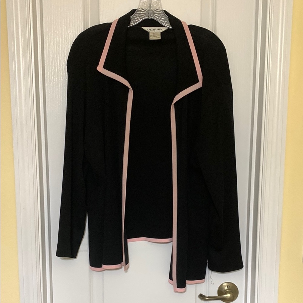 Misook Black and Pink Cardigan Sweater